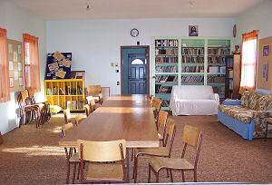 Inside of the school building. The classroom